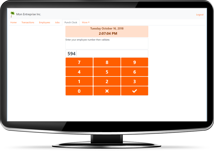 Online PunchClock using a computer