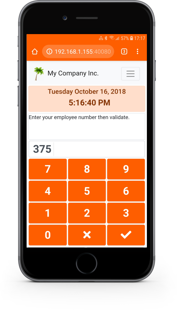 Online PunchClock using a smartphone